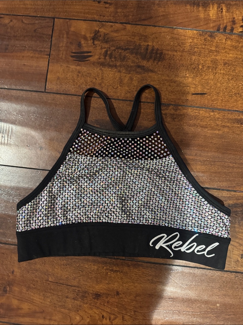 Rebel Athletic mesh crystal couture grace sports bra!